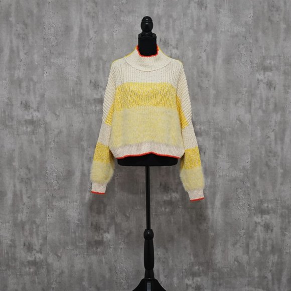 Free People Sunbrite Mock Neck Crop Sweater, L - Picture 1 of 4